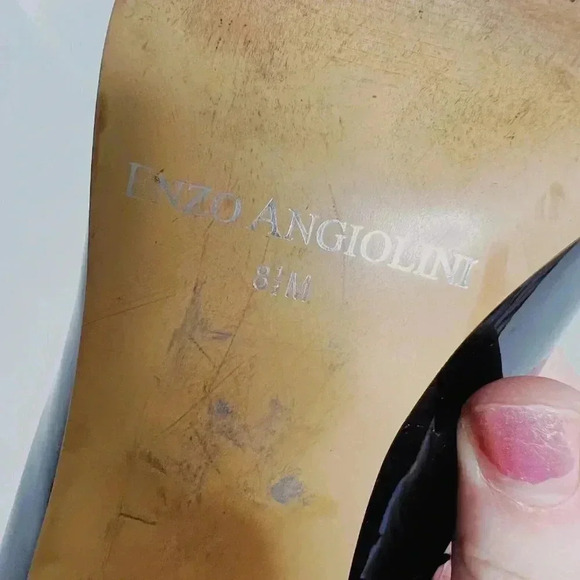 Enzo Angiolini Black Patent Leather Peep Toe Pumps Heels Stilettos Size 8.5 - Picture 7 of 11